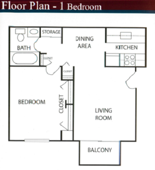 Sugartree Apartments one bedroom floor plan in Mount Morris, MI